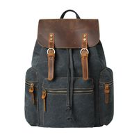 Vrikoo Laptop Backpack with USB Charging Port Vintage Canvas Travel Duffel Bag
