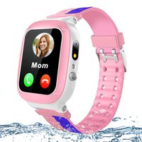 Kids Smart Watch Phone for Girls Boys IP67 Waterproof GPS Tracker Smartwatch with Two Way Call Voice Chat Math Game SOS Flashlight Camera 1.44" HD Touch Screen Wrist Watches (1. Black) (2. Pink)