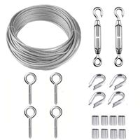 TooTaci Garden Wire/Picture Wire/Wire Fence Roll Kit, PVC Coated Heavy Duty 304 Stainless Steel Cable Rope,Lag Screw Eye Screw,Turnbuckle Wire Tensioner Strainer