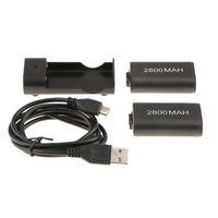 2 Pieces 2800mAh Rechargeable Battery Pack Replacement Batteries + USB Charging Cable + Charger for Xbox One Wireless Controllers