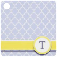 3dRose Your personal name initial letter T - monogrammed grey quatrefoil pattern - Key Chains, 2.25 x 2.25 inches, set of 2 (kc_154586_1)