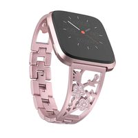 Mtozon Stainless Steel Bands Compatible with Fitbit Versa 2/Versa Lite/Versa for Women, Luxurious Bling Bracelet with Rhinestone Metal Wristbands, Rose Gold