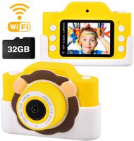 NEZA Kids Digital Camera for Boys with WiFi , Mini Lion Rechargeable Children Camera Shockproof 24MP HD Toddler Cameras Child Camcorder (32GB Memory Card Included)