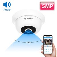 Q-camera 5MP 4 in 1 TVI/CVI/AHD/CVBS Security Camera 1/2.5" Sensor 1.8mm Wide Angle Fisheye Lens Built-in Audio IR Night Vision Surveillance System Camera for Indoor