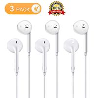 3 Pack Premium Earphones/Earbuds/Headphones with Stereo Mic&Remote Control for Phone 6s/plus/6/5s/se/5c/Pad/MP3 MP4 MP5 and Other Android Smartphones-White
