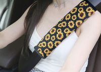 YR 2 Packs Soft Comfort Car Seat Belt Pads Cover, Universal Car Seat Belt Shoulder Pads Strap Covers for Adults, Car Seat Belt Cushions, Sunflower