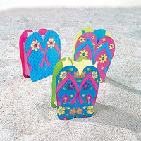 Fun Express - Flip Flop Gift Bags for Spring - Party Supplies - Bags - Paper Gift W & Handles - Spring - 12 Pieces