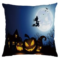 BONJIU Dark System Pattern Pillow Cover Pumpkin Printing Pillowcases Decorative Sofa Cushion Cover for Halloween Holiday Party