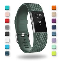 POY Replacement Bands Compatible for Fitbit Charge 2, Classic & Special Edition Adjustable Sport Wristbands (Olive-Green, Large)