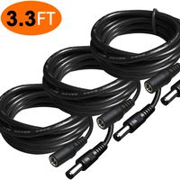 SCOVEE 5.5mm x 2.1mm Extension Cord, 12-Volt DC Power Extension Cable for 12V DC Plug Adapter Cord for CCTV Security Camera IP Camera Standalone DVR LED Strip,Car,Male to Female Black 3.3 ft 3 Pack