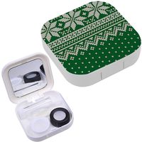 Portable Contact Lens Case Box Travel Kit Mirror + Bottle + Tweezers Container Holder [ Winter Holiday Knitted ]