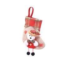 Mini -Size Candy Gift Bag Classic Christmas Stockings, Rustic Personalized Stocking Decorations for Family Holiday (D)