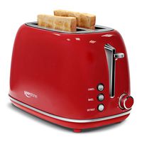 Keenstone Retro 2 Slice Toaster Stainless Steel Toaster with Bagel, Cancel, Defrost Fuction and Extra Wide Slots Toasters, 6 Shade Settings,Removable Crumb Tray, Red