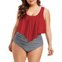 Oliviavan Swimsuit for Women Plus Size 2 Piece Bathing Suit Tops Ruffled Racerback High Waisted Tankini S-5XL