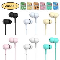 YOOKIE In-ear Headphones with Mic Earphones Bulk Stereo Earphones Multi-color Earbuds Compatible wtih iPhone Samsung, Wholesale Pack of 6 (Promotion)
