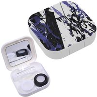 Portable Contact Lens Case Box Travel Kit Mirror + Bottle + Tweezers Container Holder [ Blue Ink Splatter Spots ]