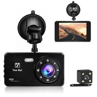 Dual Dash Cam Dash Board Camera, YonRui 4inch Front and Rear FHD 1080P IPS Screen Dash Camera for Car, Motion Sensor, G-Sensor, Night Vision, Parking Monitor, Loop Recording
