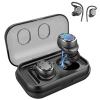 Bluetooth Earbuds,Wireless Headphones,Bluetooth Headset,Sports Earphones with Earhooks,Car Headset with Mic for iPhone and Android Smart Phones,25H Playtime,Stereo Sound with Charging Case (White)
