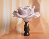 One of Pink Rose Porcelain Lamp Shade Finial, Harp Topper, 3" Tall,