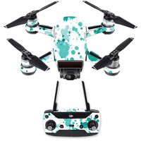 MightySkins Skin Compatible with DJI Spark Drone & Controller - Teal Splatter | Protective, Durable, and Unique Vinyl Decal wrap Cover | Easy to Apply, Remove, and Change Styles | Made in The USA
