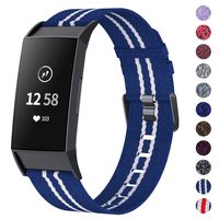 NANW Woven Bands Compatible with Fitbit Charge 3 Bands/Charge 3 SE, Soft Breathable Fabric Replacement Wristbands Strap Sports Accessories for Women Men, Large Small