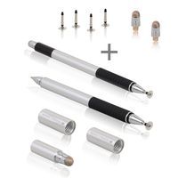 The Friendly Swede 3-in-1 Hybrid Pen, Capacitive Fiber and Fine Point Disc Stylus, with Ballpoint Pen and Replaceable Tips (2 Pack)