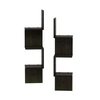 FURINNO Rossi 3-Tier Set of 2 Wall Mount Floating Corner Square Shelf, Espresso