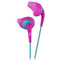 JVC Pink and Green Nozzel Secure Comfort Fit Sweat Proof Gumy Sport Earbuds with long colored cord HA-EN10P