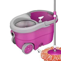 SHPING Mops Rotating mop, 360 degree free rotation, stainless steel telescopic rod, hand pressure, double drive, no need for hand washing, suitable for home floor cleaning (Color : Purple)