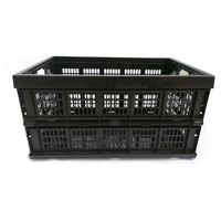 POOLWHALE 45 Liter Collapsible Storage Bin/Container: Grated Wall Utility Basket/Tote,Black