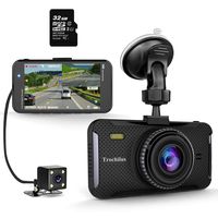 Trochilus Dual Dash Cam 4" 1080P Front and Rear Dash Cams, 170 Degree Wide Angle Car Camera with G-Sensor, WDR, Loop Recording, Parking Monitor, Motion Detection, 32GB SD Card including