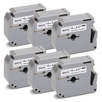 JetSir M-231 MK231 M-K231 Label Tape Cartridge 6-Pack,Use on Brother P-Touch PT-90 PT-M95 PTM95M PT-70SR PT-80 PT-70BM PT-70 PT-55BM Label Maker, Black on White, 0.47 in x 26.2 ft/(12mm) X (8m)