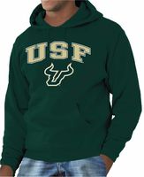 Campus Colors NCAA Adult Arch & Logo Gameday Hooded Sweatshirt (USF Bulls - Green, X-Large)
