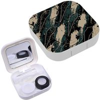 Portable Contact Lens Case Box Travel Kit Mirror + Bottle + Tweezers Container Holder [ Geometric ]