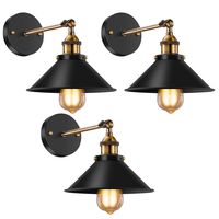 Vintage Wall Sconce Licperron Black Antique 240 Degree Adjustable Industrial Wall Light for Restaurants Galleries Aisle Kitchen Room Doorway 3 Pack.
