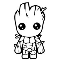 Baby Groot Vinyl Decal Sticker | Cars Trucks Vans Walls Laptops Cups (black, 10 inches)
