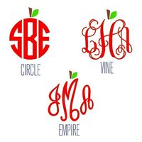 Personalized Apple Monogram Teacher Decal | Teacher Vinyl Sticker for Yeti Tumbler, RTIC Cup, Water Bottle, Laptop, Car Window, Teacher Appreciation Gift | Custom Sizes Available