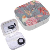 Portable Contact Lens Case Box Travel Kit Mirror + Bottle + Tweezers Container Holder [ Bird Robin ]