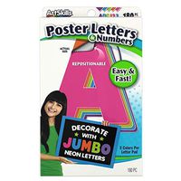 ArtSkills Jumbo Poster Letters and Numbers, A-Z and 0-9, Neon Colors, Assorted, 180-Count (PA-1445)