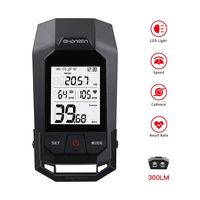 SHANREN Raptor II Pro Bluetooth Bike Computer, 300Lm Bike Light Version, 18 Functions with Heart Rate, Speed, Cadence Display