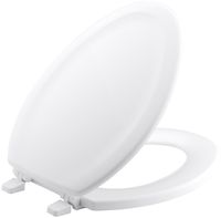 KOHLER K-4647-0 Stonewood Molded-Wood with Color-Matched Plastic Hinges Elongated Toilet Seat, White
