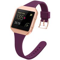 YiJYi Slim Bands Compatible with Fitbit Blaze,Thinner Soft Silicone Band with Metal Frame Replacement Wristband for Women Men Small Large (Large(6.3"-8.3"), Wineberry/Rose Gold Frame)