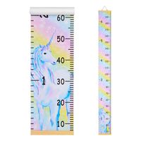 Beinou Wall Growth Chart Wood Frame Height Measurement 7.9'' x 79'' Canvas Hanging Wall Scale Rulerfor Kids and Adults Rainbow Unicorn Wall Decor Height Measure Chart