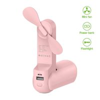 Cellet Foldable 3 in 1 Handheld Portable Mini Air Cooling Fan, Power Bank 2000mAh, and Flashlight. Micro USB Rechargeable 10-20 Hrs. of Battery Life Smart LED Indicators Double Speed (Pink)