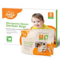 Microwave Steam Sterilizer Bag (5 Pcs) 100 Uses - 100% Safe & Easy Ziplock Steam Bags for Baby Bottles, Soothers, Teethers & Training Cups