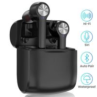 True Wireless Headphones, HopoFit HFT-11 Bluetooth 5.0 Earbuds with Mic,5 Hours Playtime,IPX5 Waterproof Smart Touch Control in-Ear Stereo,Wireless Charger Portable Charging Case (Silver)