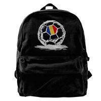 Moyhza Romanian Flag On Soccer Ball Unisex Canvas Backpack for Men Women Lightweight Travel Hiking Bag Student Bookbags Laptop Backpack