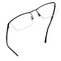 LifeArt Alloy Semi-Rimless Reading Glasses,Blue Light Filter Computer Glasses,Transparent Lens,Reduce Headaches&Eyestrain,Stylish for Men (66008_Black, 0.25Magnification)
