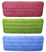 Shapenty 3 Colors Flat Microfiber Spray Mop Pads Refills Replacement Washable Dust Mops for Wet Dry Hardwood Floor Cleaning, 3 Pack