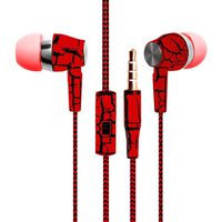 New Fashion Design Nylon Braided Crack Earphone Cloth Rope Earpieces Stereo Bass MP3 Music Headset with Microphone for Cellphone MP3 MP4 (Red)